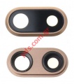 Back camera glass iPhone 8 Plus Gold lens with frame cover