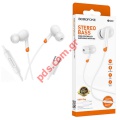  Earphones Borofone BM92 White Bass   Stereo  microphone    Box